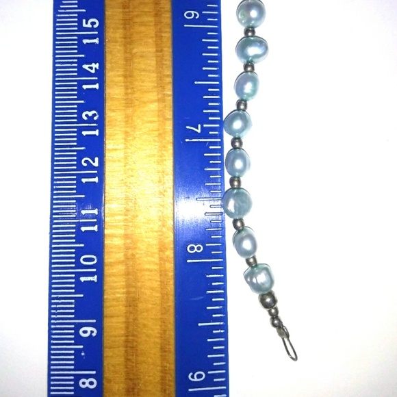 VINTAGE Sterling Silver BeaUtiful Blue Freshwater Pearl Bracelet *SaLe PrIce* - Picture 5 of 8